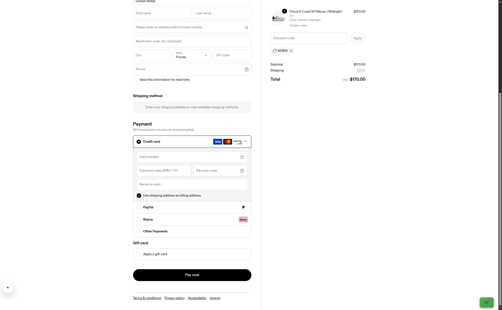 Verification screenshot for Free Shipping Storewide at On Running - 19d ago