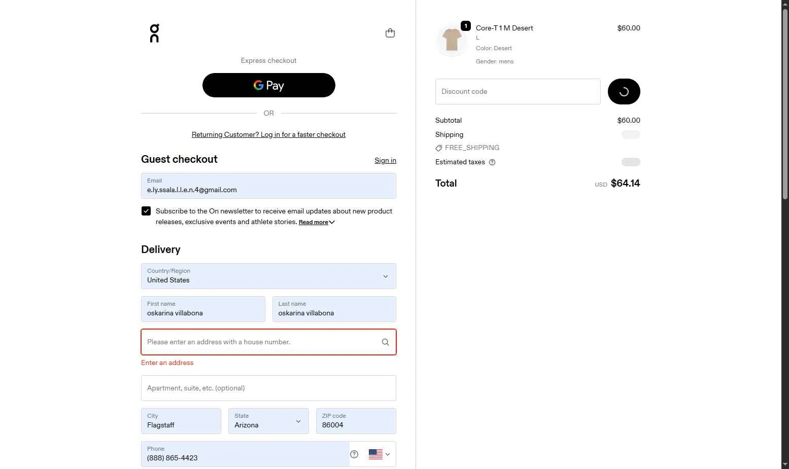 On Running checkout page showing On Running promo code box | Screenshot taken by SimplyCodes community member on Feb 8, 2026