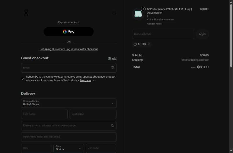 Verification screenshot for 10% Off Storewide at On Running - 16d ago