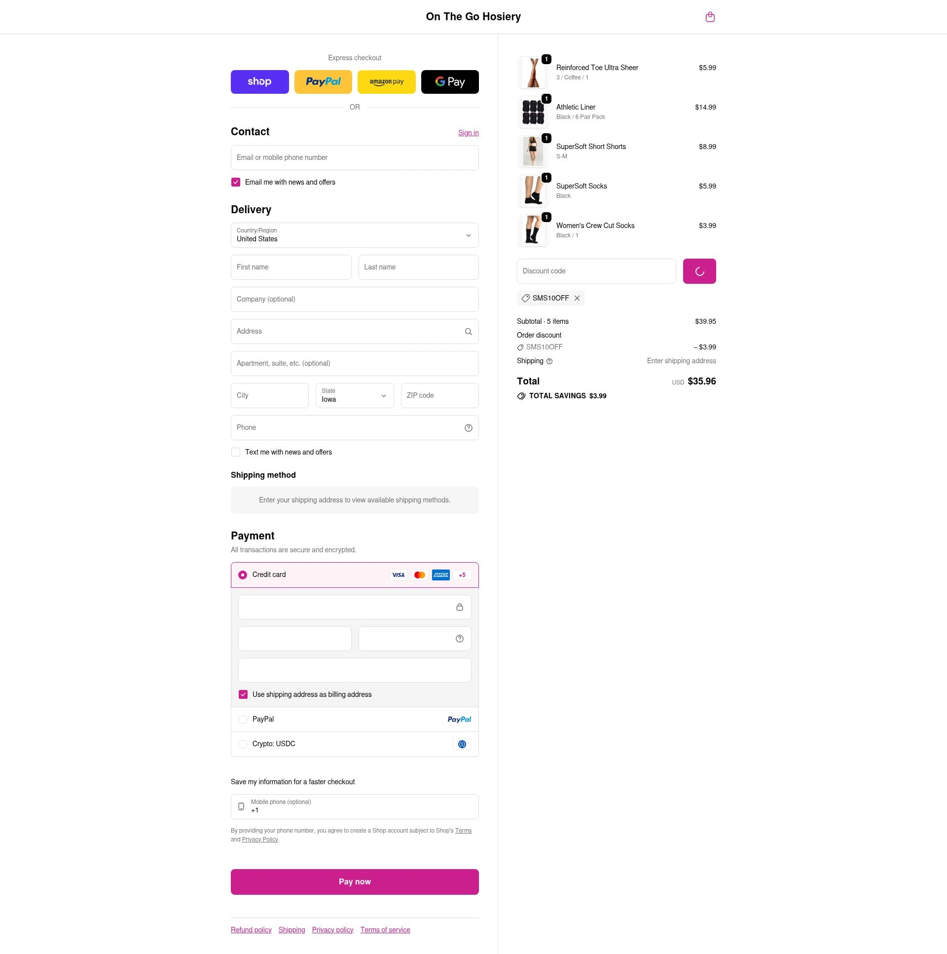 On The Go! checkout page showing On The Go! promo code box | Screenshot taken by SimplyCodes community member on Feb 5, 2026