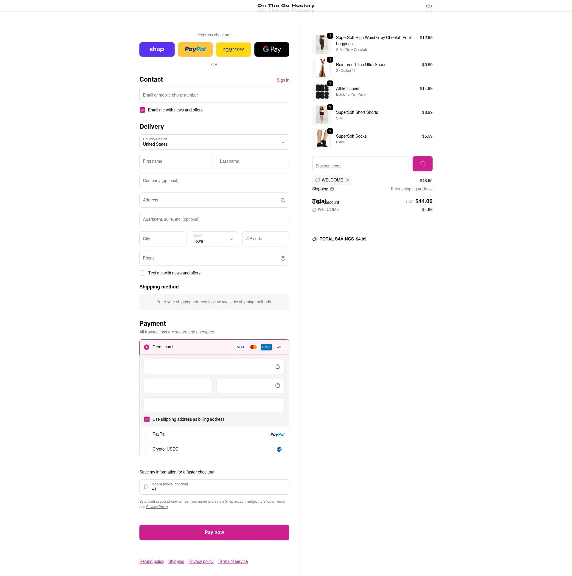 On The Go! checkout page showing On The Go! promo code box | Screenshot taken by SimplyCodes community member on Feb 13, 2026