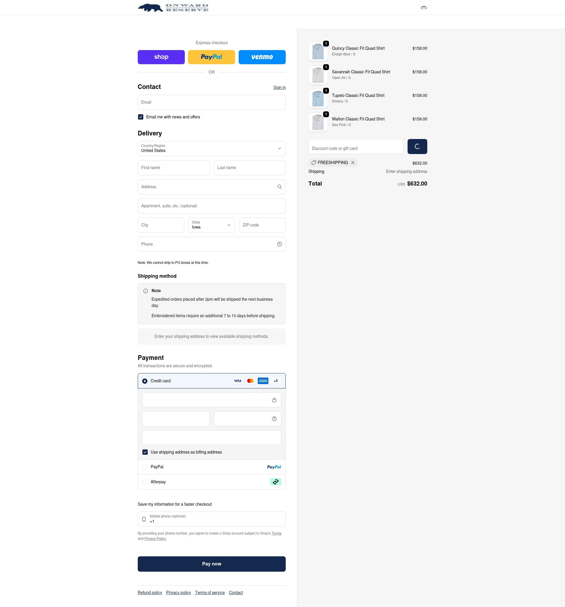 Onward Reserve checkout page showing Onward Reserve discount code box | Screenshot taken by SimplyCodes community member on Feb 23, 2026
