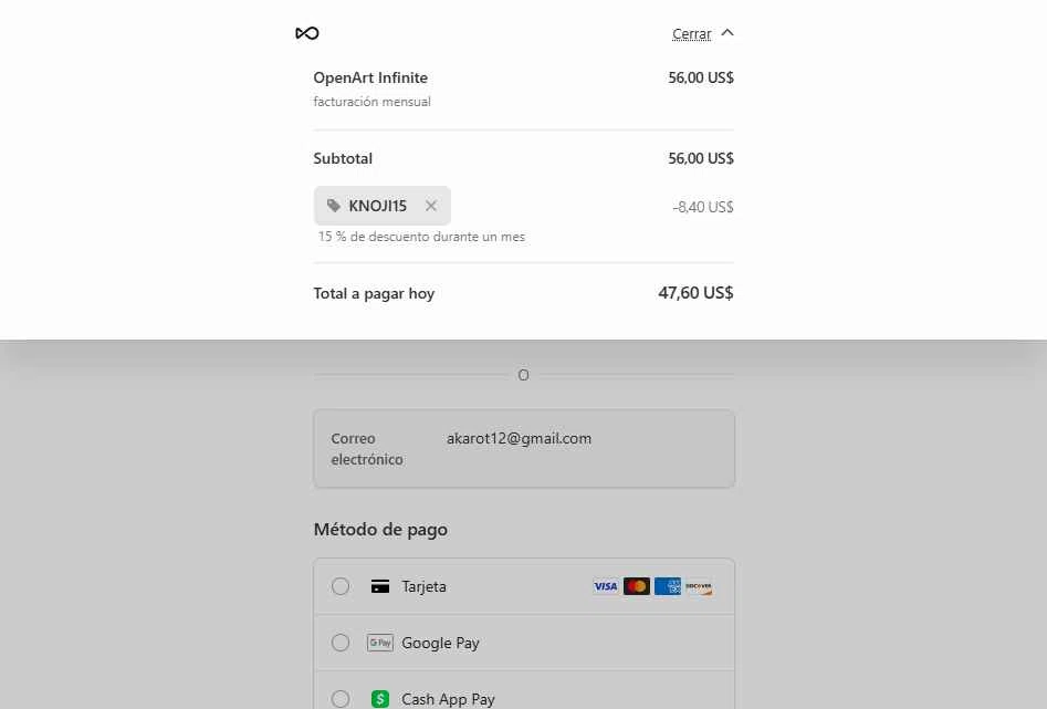 OpenArt checkout page showing OpenArt promo code box | Screenshot taken by SimplyCodes community member on Dec 14, 2025