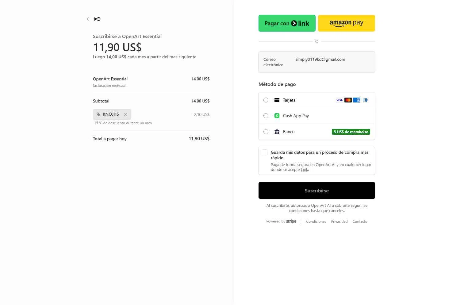 OpenArt checkout page showing OpenArt promo code box | Screenshot taken by SimplyCodes community member on Dec 30, 2025