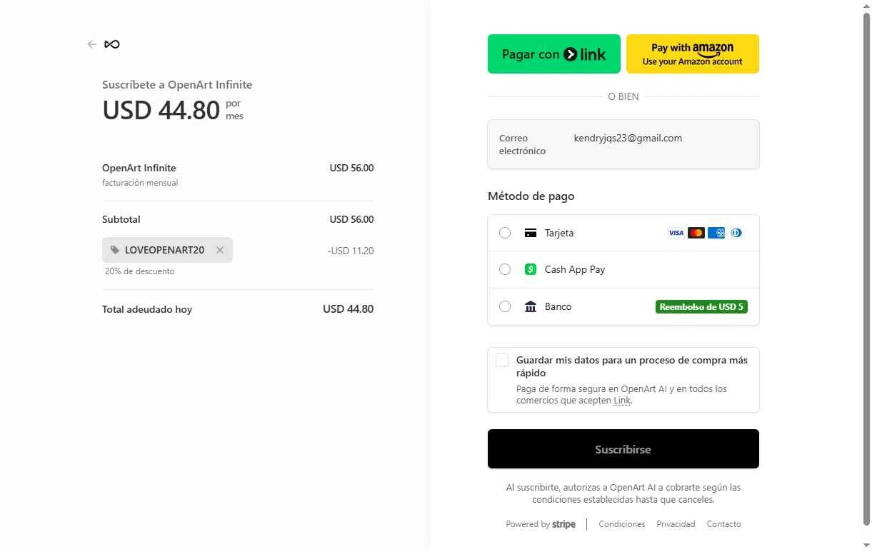 OpenArt checkout page showing OpenArt promo code box | Screenshot taken by SimplyCodes community member on Dec 9, 2025