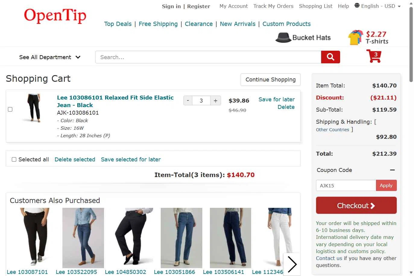 Open Tip checkout page showing Open Tip coupon code box | Screenshot taken by SimplyCodes community member on Dec 10, 2025