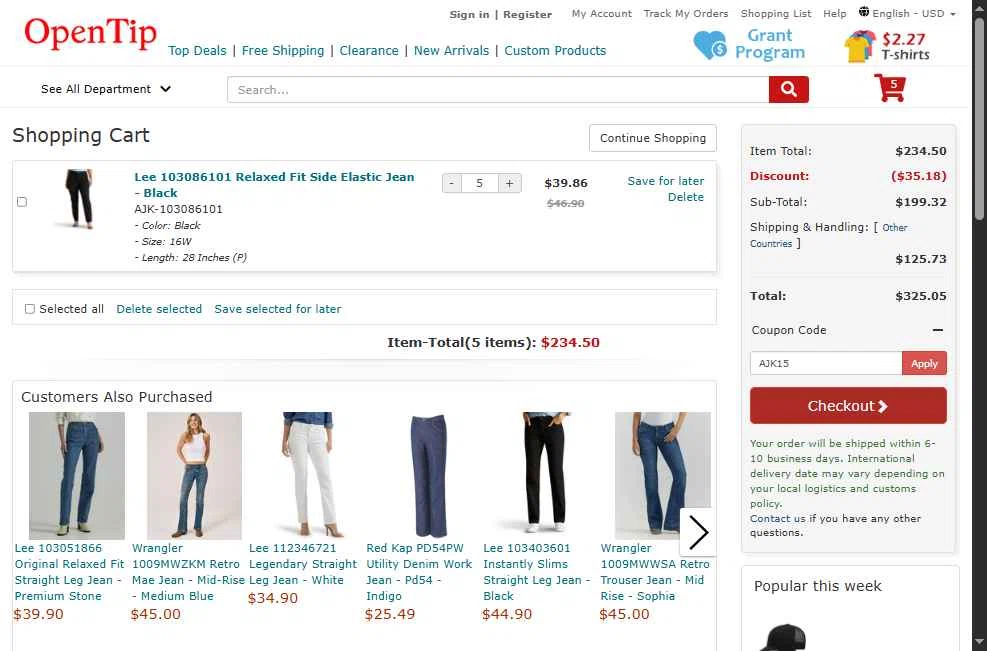 Open Tip checkout page showing Open Tip coupon code box | Screenshot taken by SimplyCodes community member on Nov 13, 2025