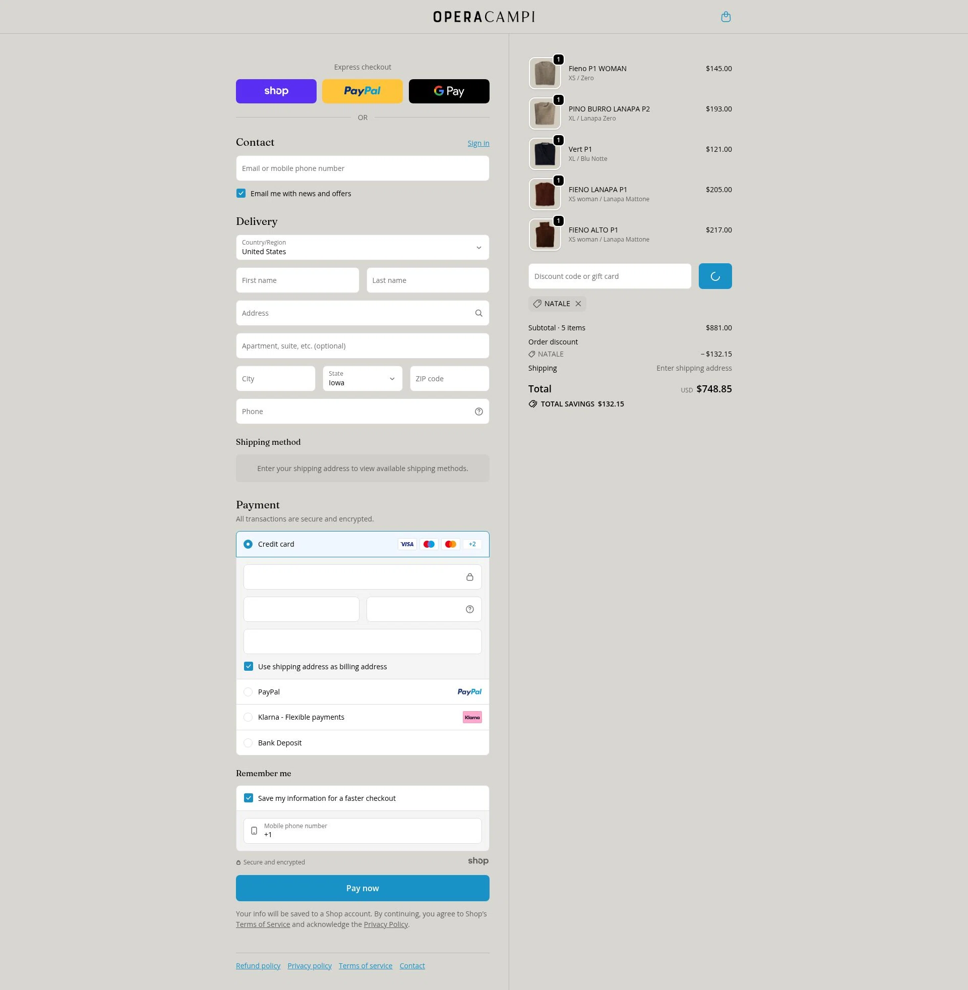 Opera Campi checkout page showing Opera Campi promo code box | Screenshot taken by SimplyCodes community member on Dec 29, 2025