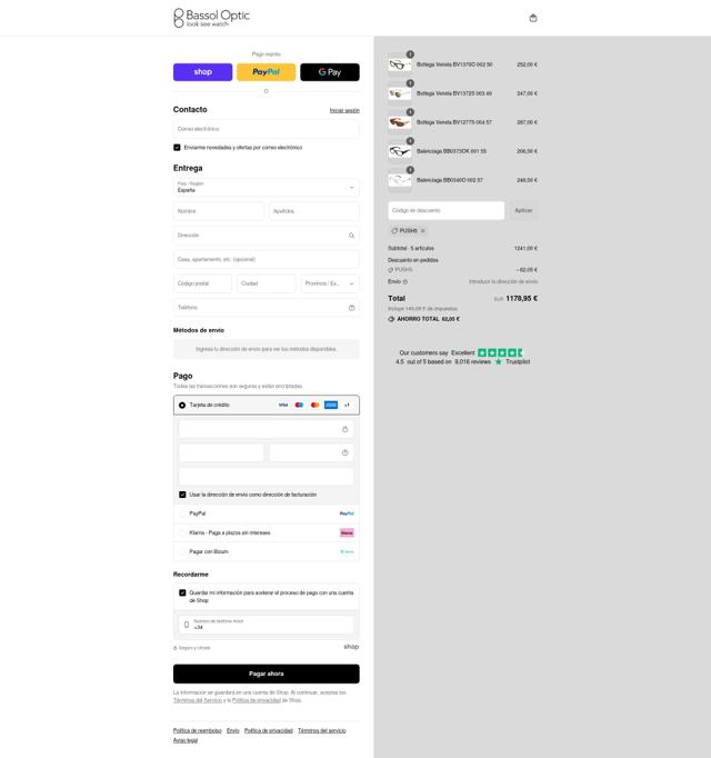 Bassol Optic checkout page showing Bassol Optic discount code box | Screenshot taken by SimplyCodes community member on Sep 9, 2025
