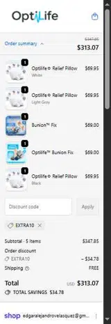 EXTRA10 coupon verification screenshot