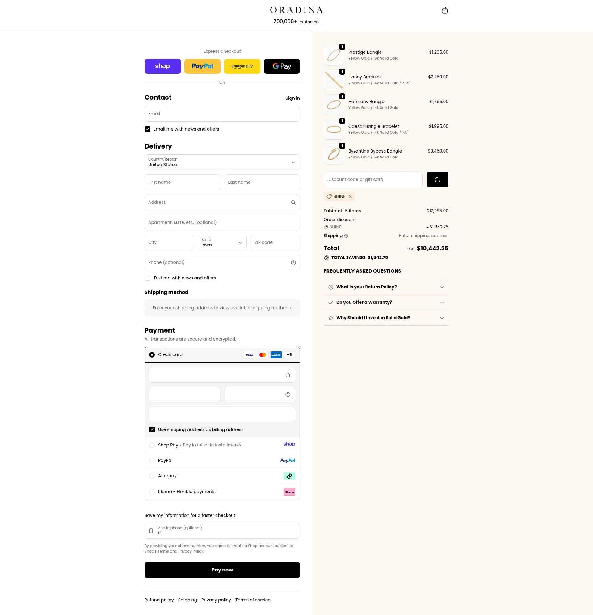 Oradina checkout page showing Oradina discount code box | Screenshot taken by SimplyCodes community member on Jan 19, 2026