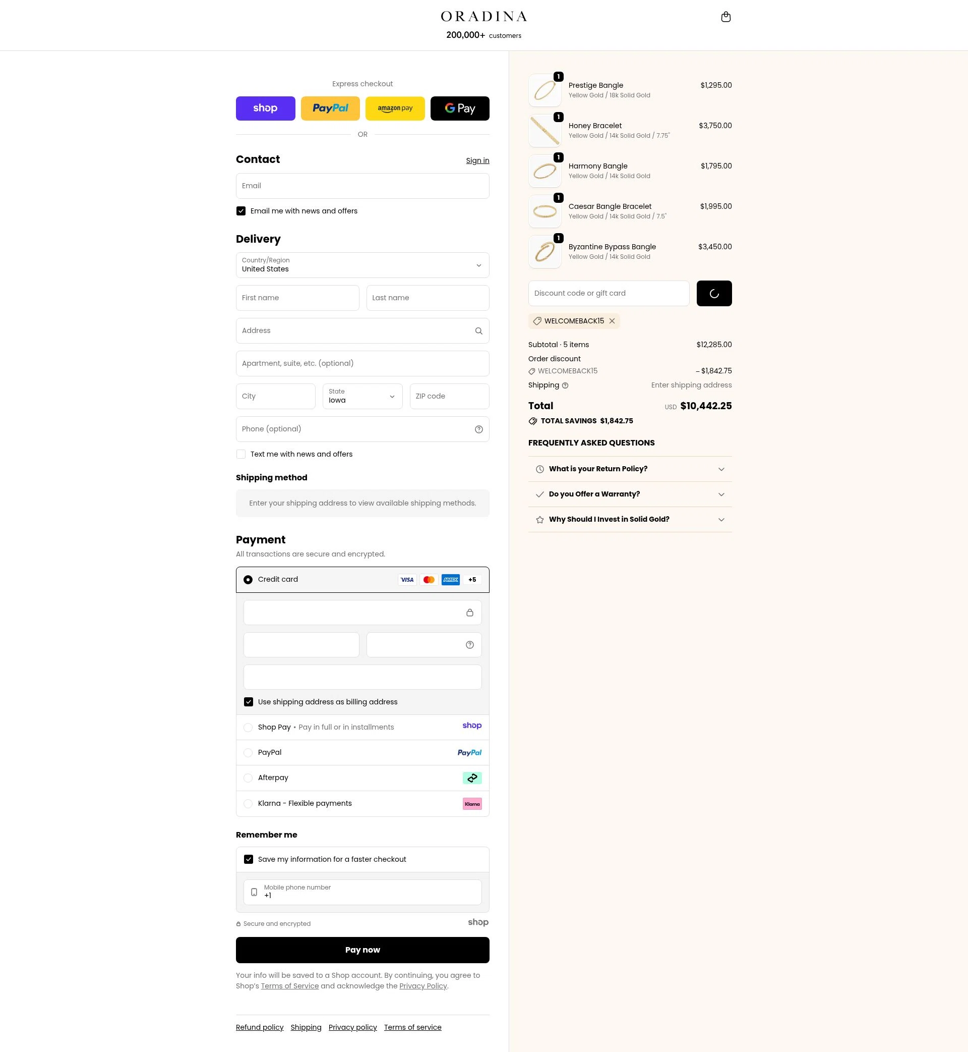 Oradina checkout page showing Oradina discount code box | Screenshot taken by SimplyCodes community member on Jan 14, 2026