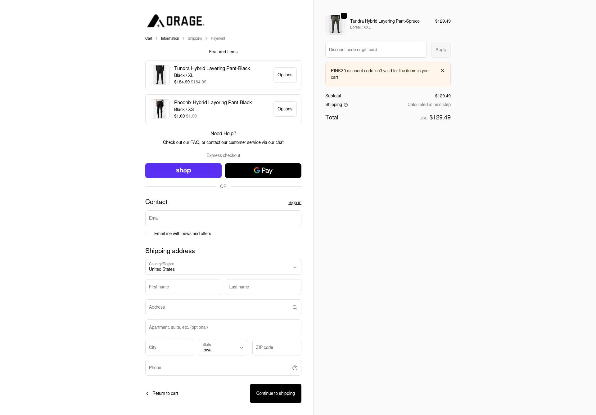 Orage checkout page showing Orage discount code box | Screenshot taken by SimplyCodes community member on Dec 23, 2025