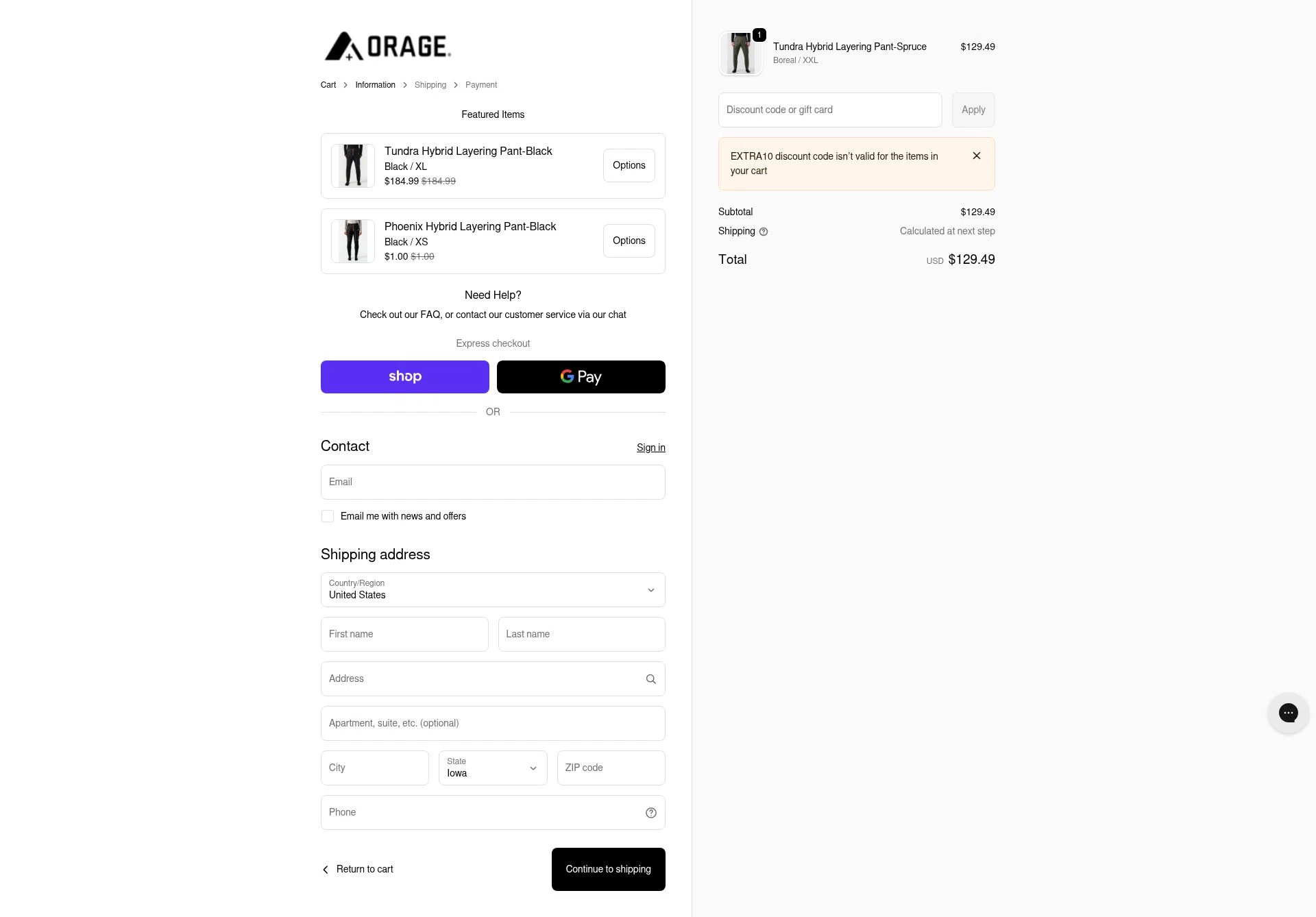 Orage checkout page showing Orage discount code box | Screenshot taken by SimplyCodes community member on Dec 23, 2025