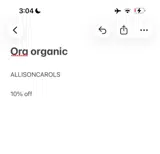 Ora Organic coupon verification screenshot