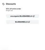 Ora Organic coupon verification screenshot