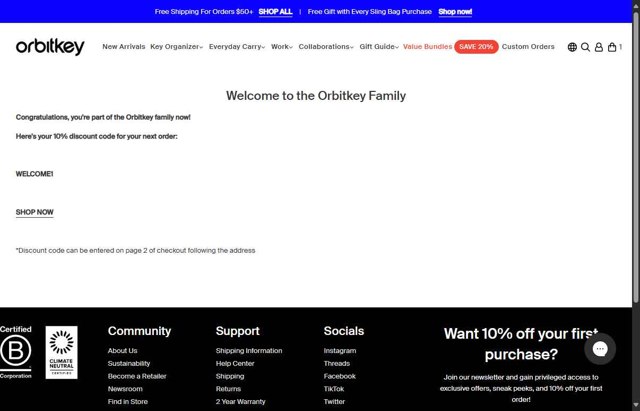 Orbitkey checkout page showing Orbitkey discount code box | Screenshot taken by SimplyCodes community member on Sep 5, 2025