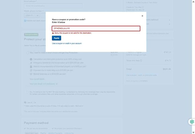 Orbitz checkout page showing Orbitz promo code box | Screenshot taken by SimplyCodes community member on May 13, 2025