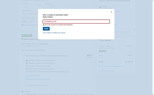 Orbitz checkout page showing Orbitz promo code box | Screenshot taken by SimplyCodes community member on May 13, 2025