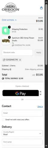 Oregon Hemp Flower coupon verification screenshot