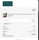 LINEN15SALE coupon verification screenshot