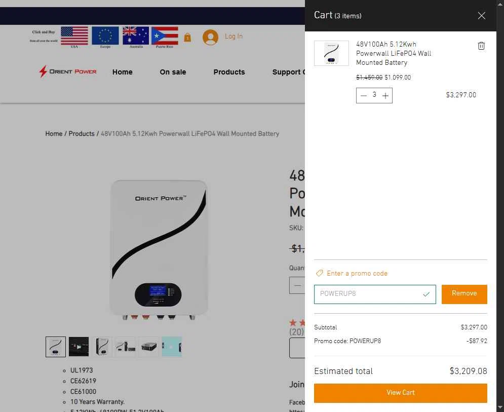 ORIENT POWER checkout page showing ORIENT POWER promo code box | Screenshot taken by SimplyCodes community member on Nov 28, 2025