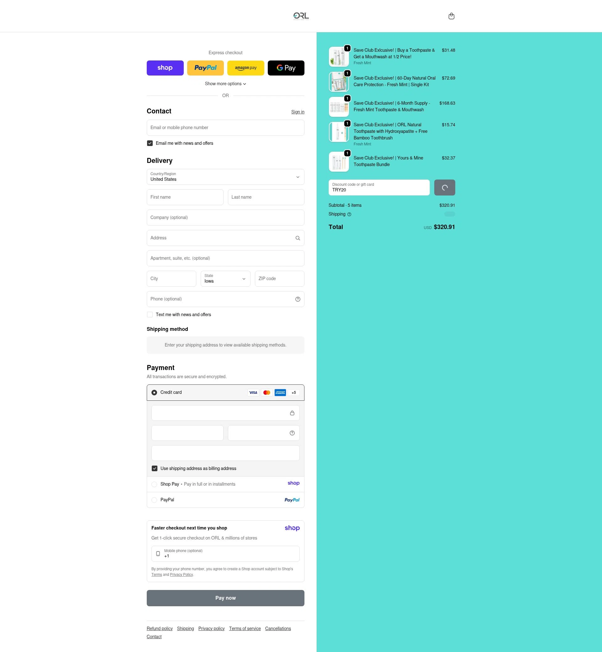 ORL checkout page showing ORL coupon code box | Screenshot taken by SimplyCodes community member on Jan 10, 2026
