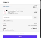 ORNARTO coupon verification screenshot