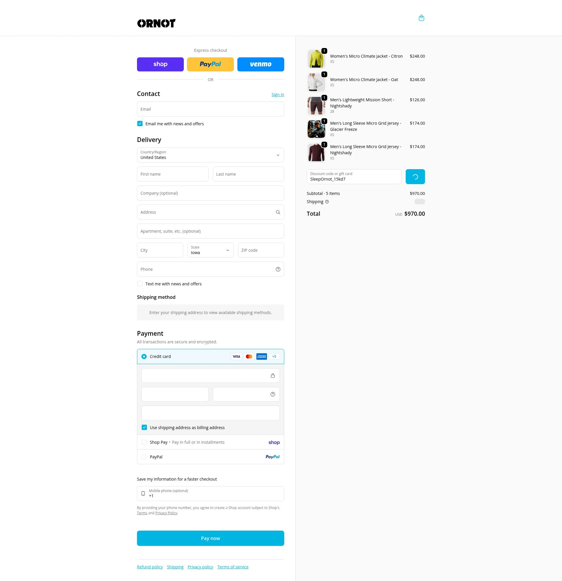 Ornot Bike checkout page showing Ornot Bike discount code box | Screenshot taken by SimplyCodes community member on Feb 10, 2026