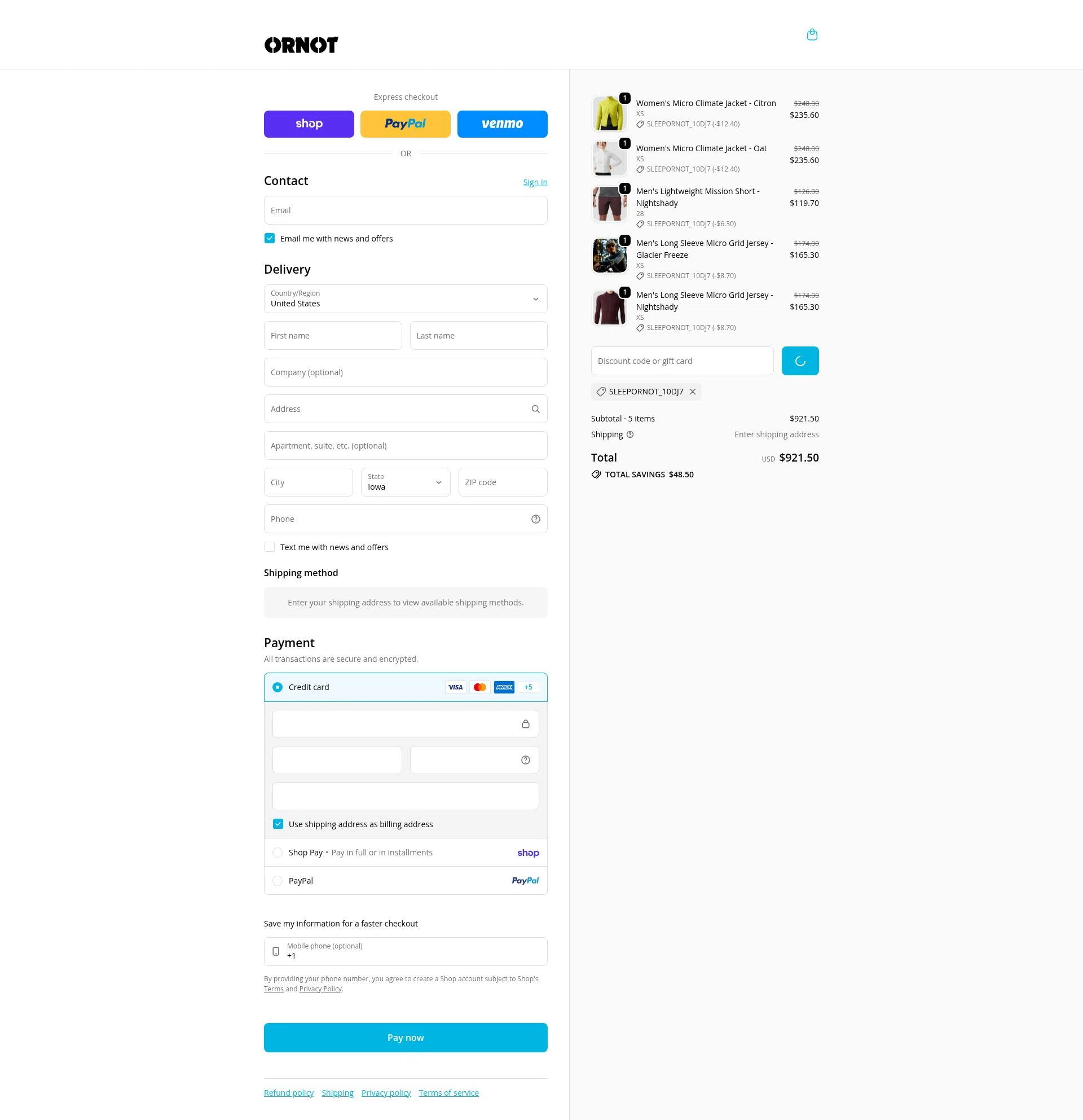 Ornot Bike checkout page showing Ornot Bike discount code box | Screenshot taken by SimplyCodes community member on Feb 10, 2026