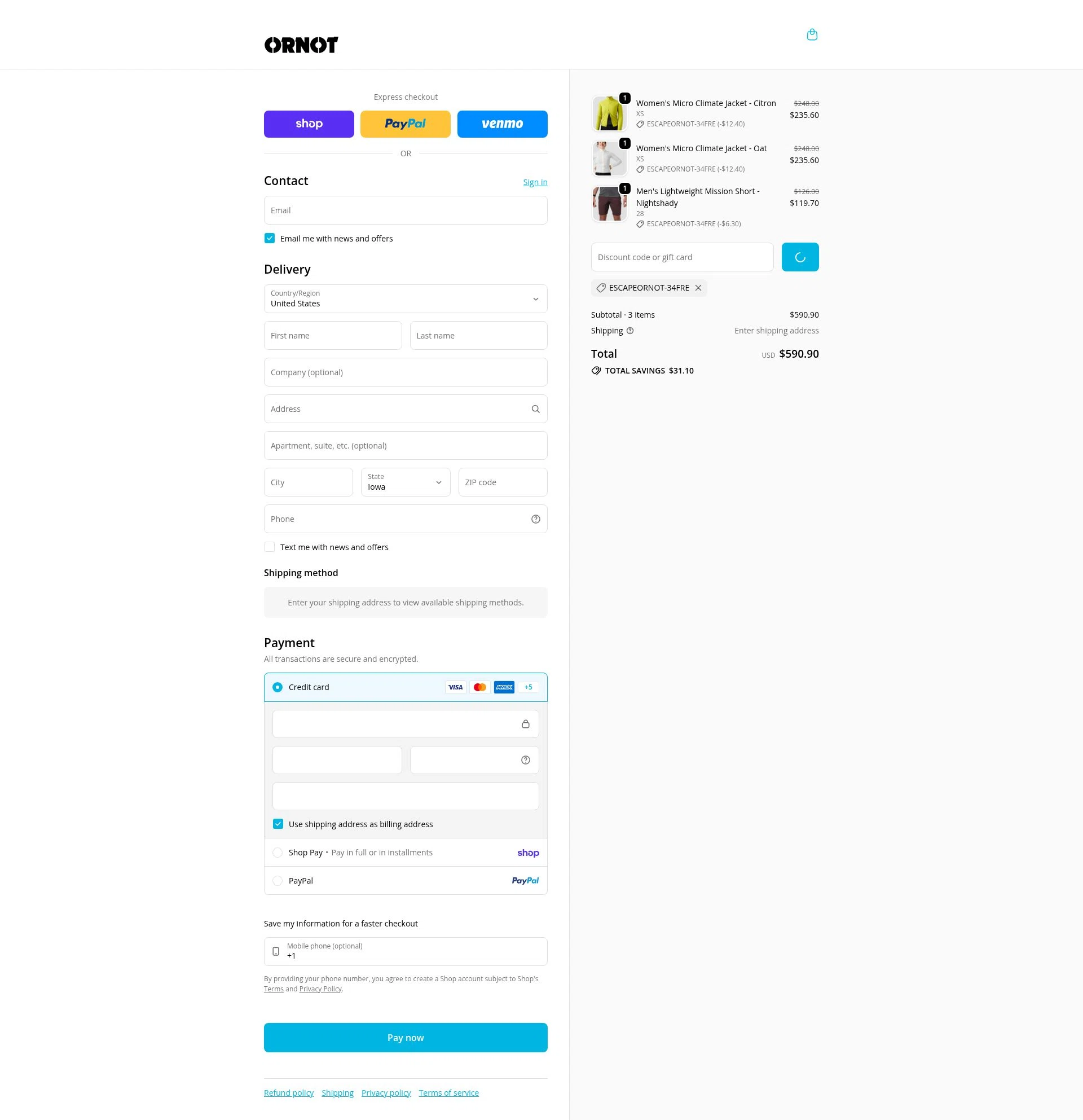 Ornot Bike checkout page showing Ornot Bike discount code box | Screenshot taken by SimplyCodes community member on Feb 19, 2026