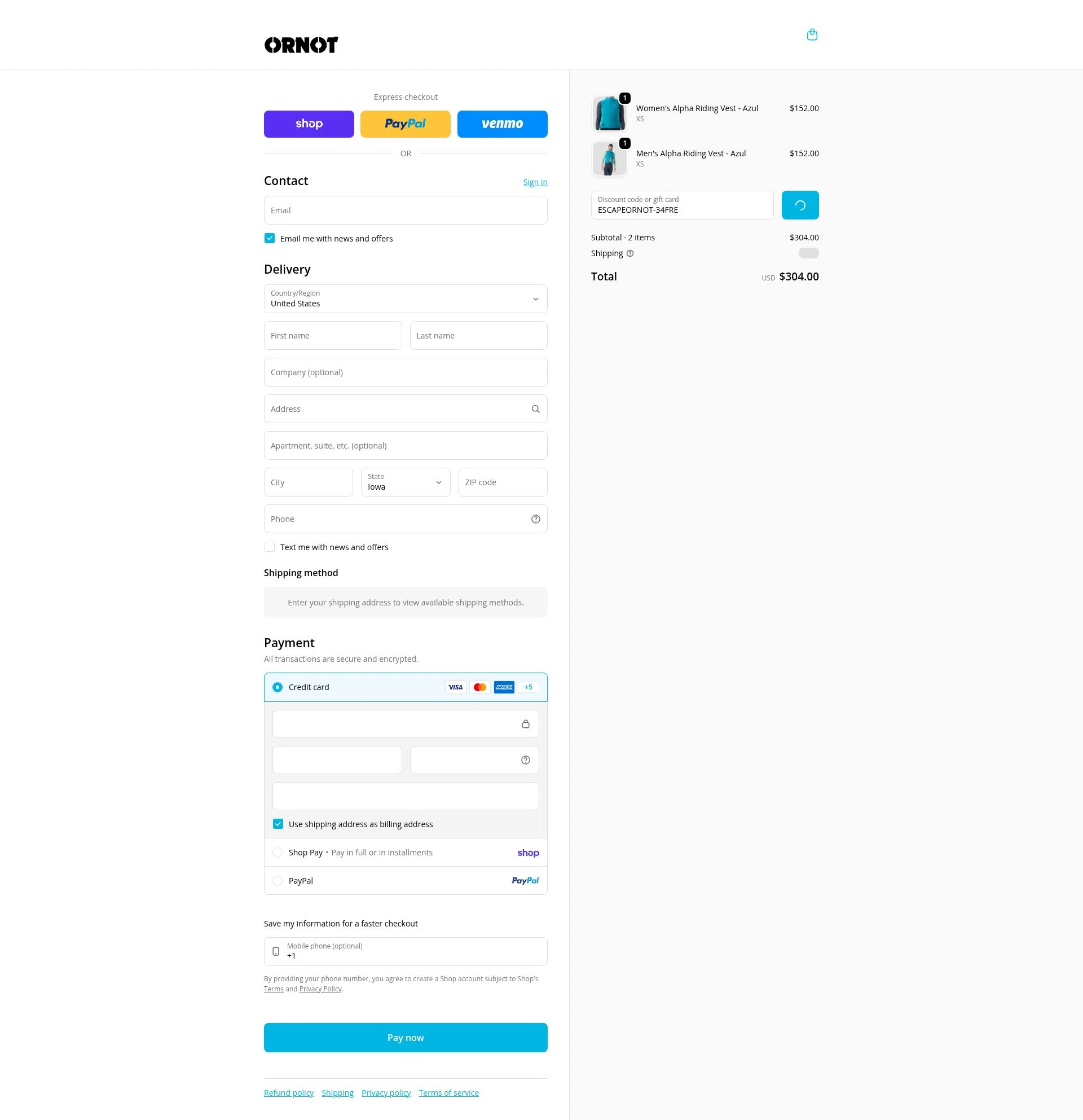 Ornot Bike checkout page showing Ornot Bike discount code box | Screenshot taken by SimplyCodes community member on Feb 6, 2026