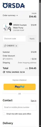 CHEER15 coupon verification screenshot