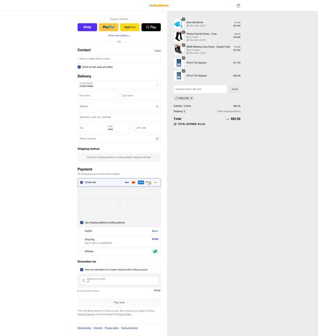 OrthoSleeve checkout page showing OrthoSleeve coupon code box | Screenshot taken by SimplyCodes community member on Sep 9, 2025
