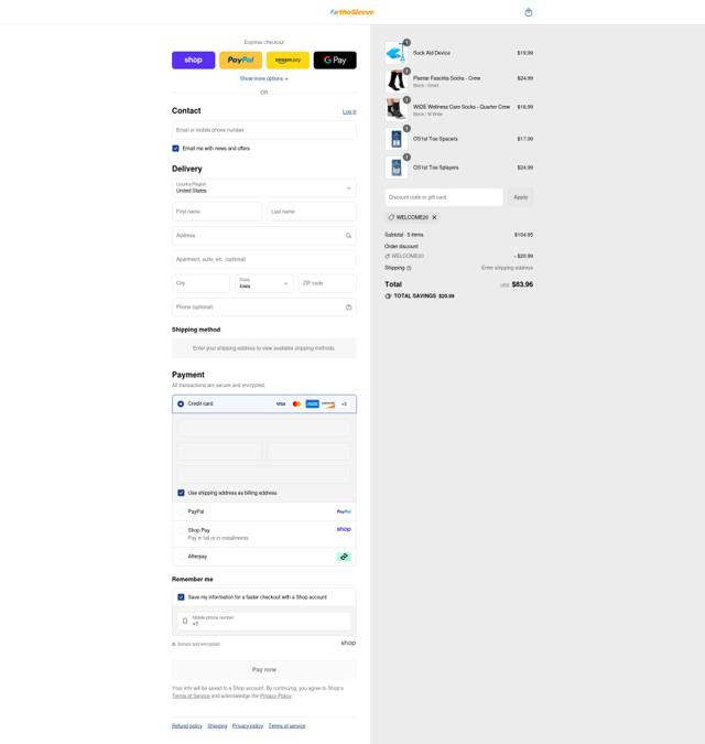 OrthoSleeve checkout page showing OrthoSleeve coupon code box | Screenshot taken by SimplyCodes community member on Sep 4, 2025