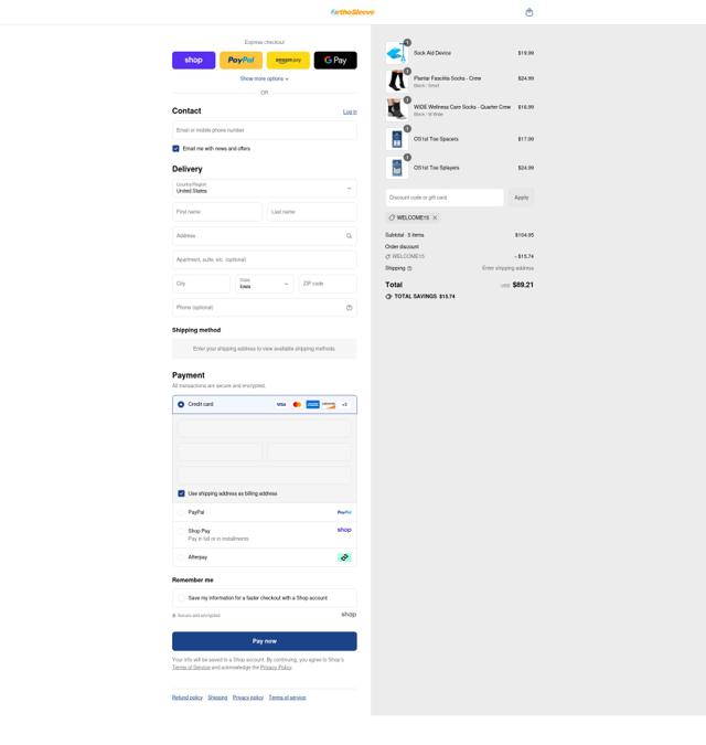 OrthoSleeve checkout page showing OrthoSleeve coupon code box | Screenshot taken by SimplyCodes community member on Sep 4, 2025