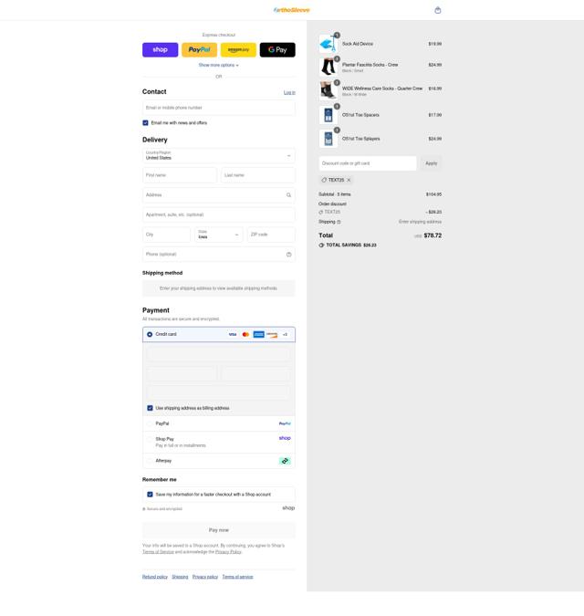 OrthoSleeve checkout page showing OrthoSleeve coupon code box | Screenshot taken by SimplyCodes community member on Sep 4, 2025