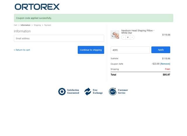 Ortorex checkout page showing Ortorex promo code box | Screenshot taken by SimplyCodes community member on May 24, 2025