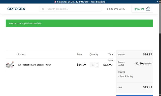 Ortorex checkout page showing Ortorex promo code box | Screenshot taken by SimplyCodes community member on Jul 4, 2025