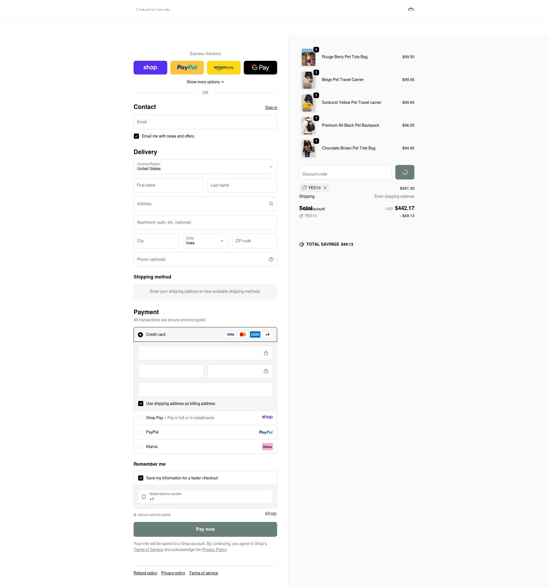 Oskar&Friends checkout page showing Oskar&Friends promo code box | Screenshot taken by SimplyCodes community member on Jan 6, 2026