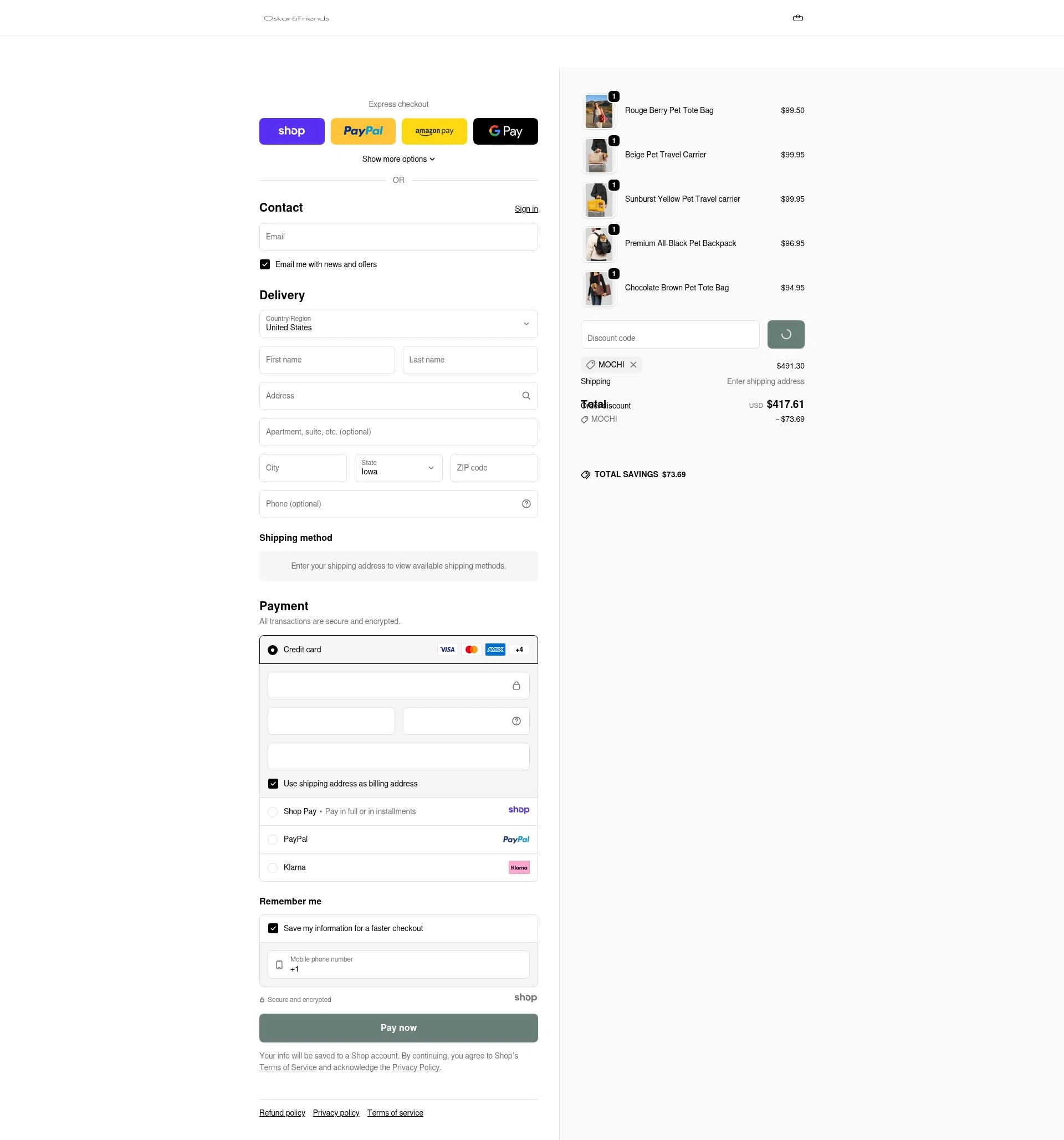 Oskar&Friends checkout page showing Oskar&Friends promo code box | Screenshot taken by SimplyCodes community member on Jan 6, 2026