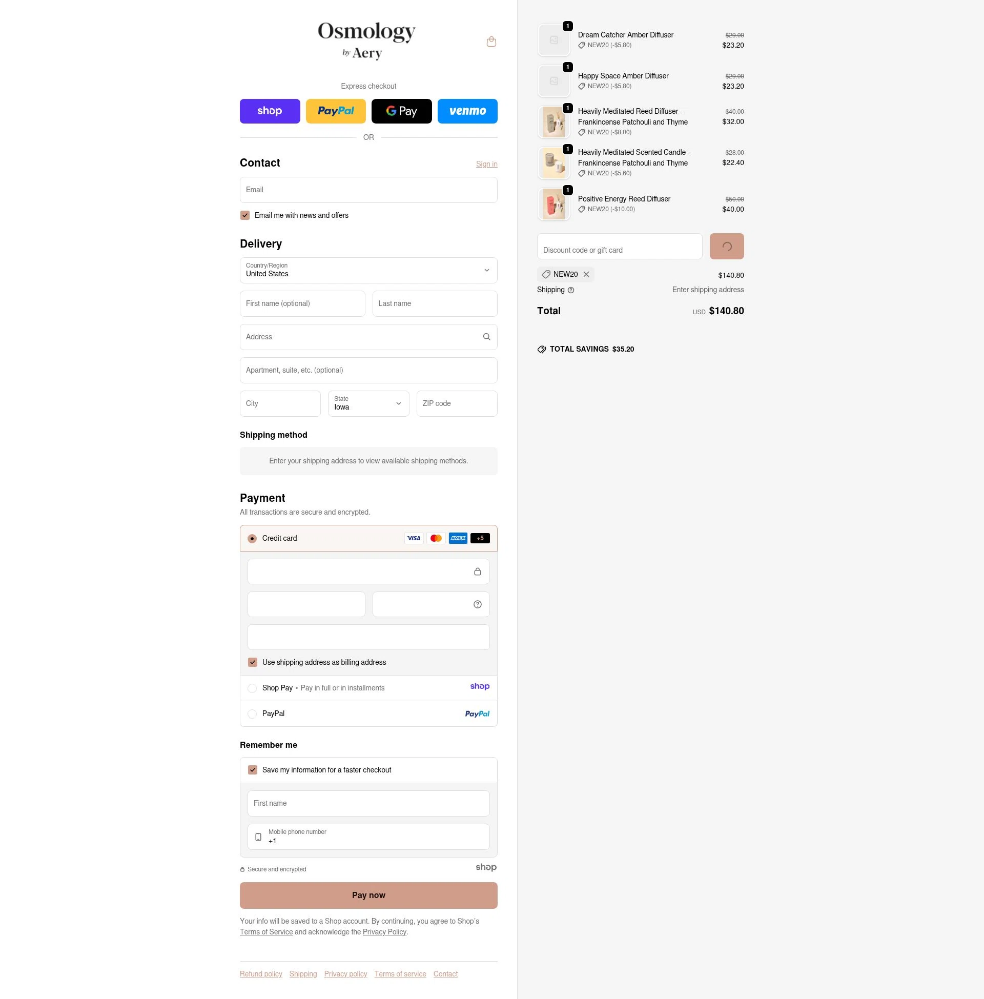 Osmology checkout page showing Osmology discount code box | Screenshot taken by SimplyCodes community member on Dec 27, 2025