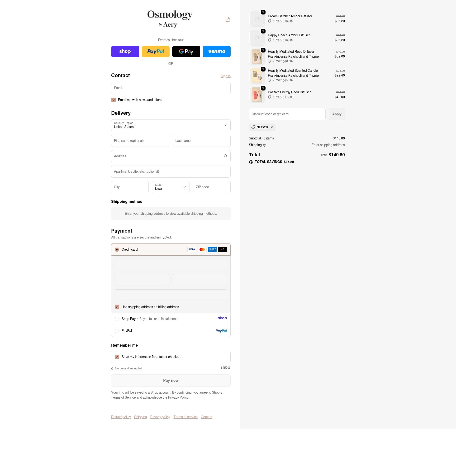 Osmology checkout page showing Osmology discount code box | Screenshot taken by SimplyCodes community member on Jan 6, 2026