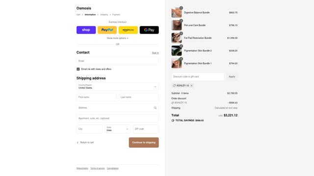 Osmosis checkout page showing Osmosis discount code box | Screenshot taken by SimplyCodes community member on Sep 12, 2025