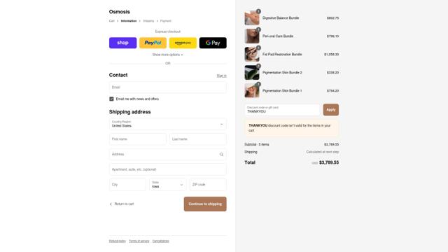 Osmosis checkout page showing Osmosis discount code box | Screenshot taken by SimplyCodes community member on Sep 12, 2025