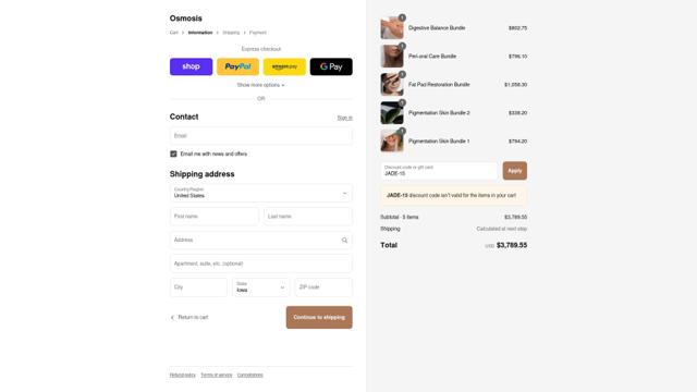 Osmosis checkout page showing Osmosis discount code box | Screenshot taken by SimplyCodes community member on Sep 12, 2025