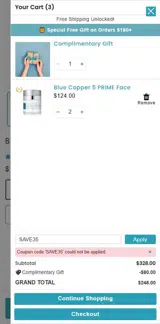 SAVE35 coupon verification screenshot