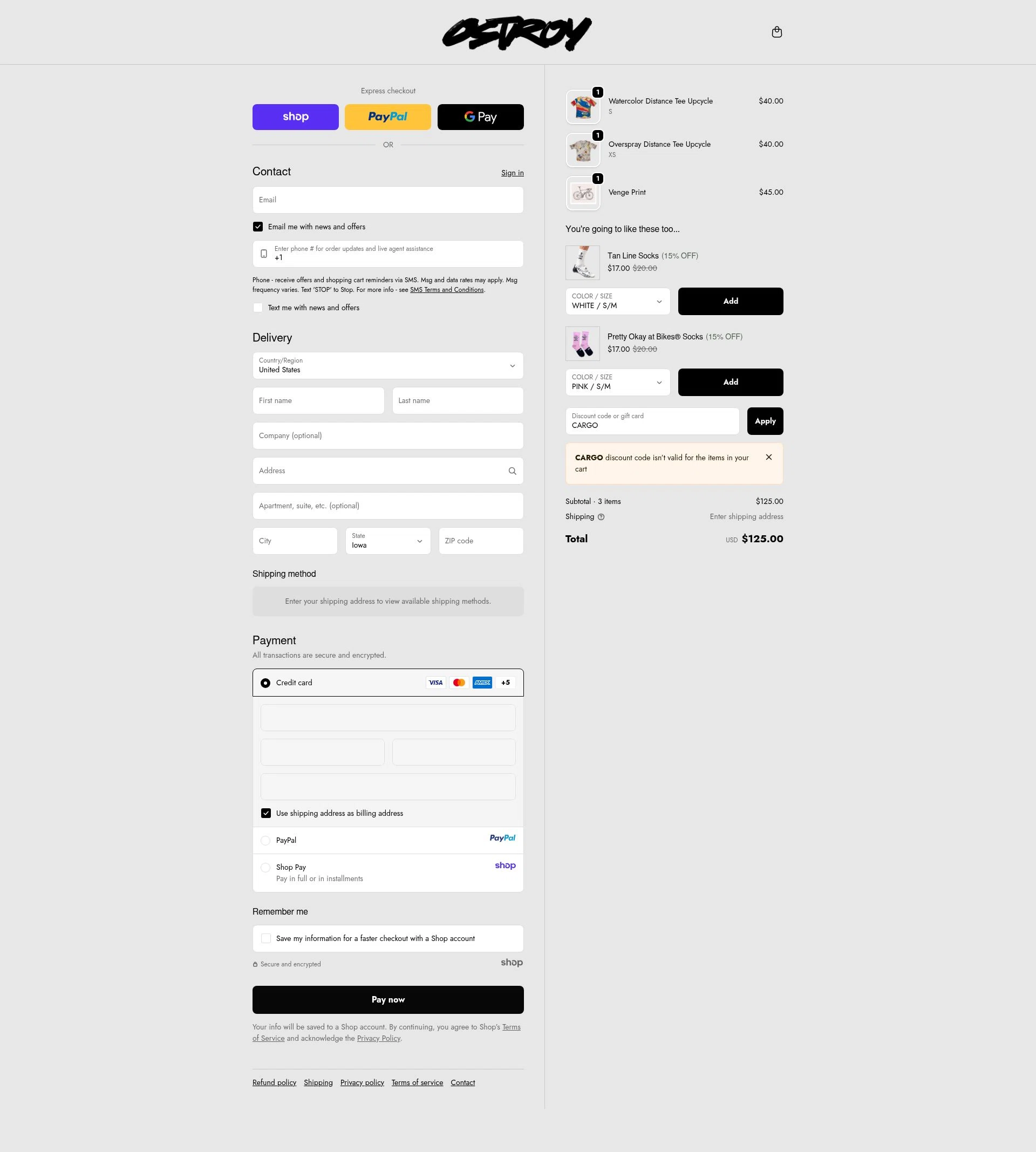 Ostroy checkout page showing Ostroy discount code box | Screenshot taken by SimplyCodes community member on Oct 20, 2025
