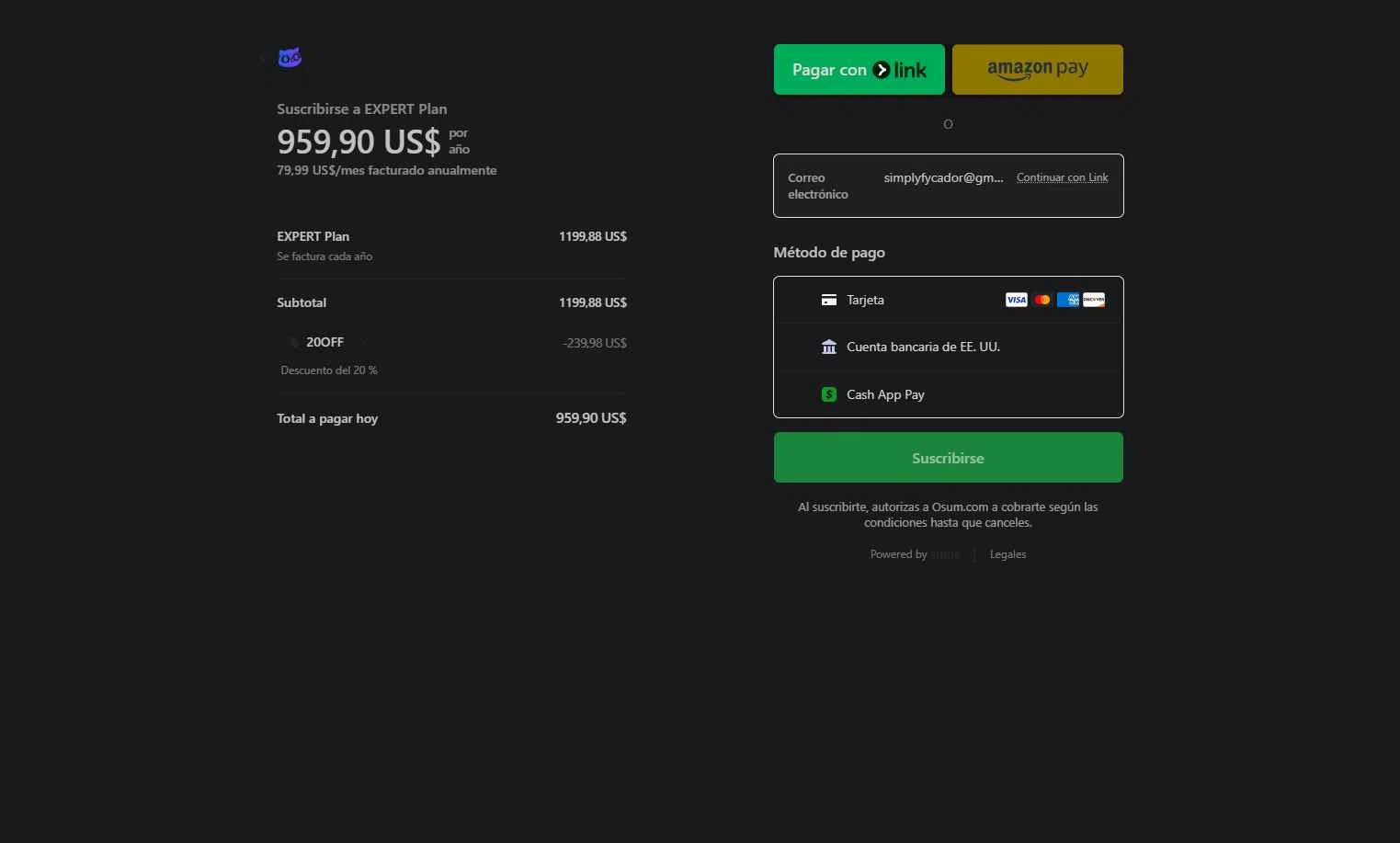 Osum.com checkout page showing Osum.com promo code box | Screenshot taken by SimplyCodes community member on Oct 14, 2025