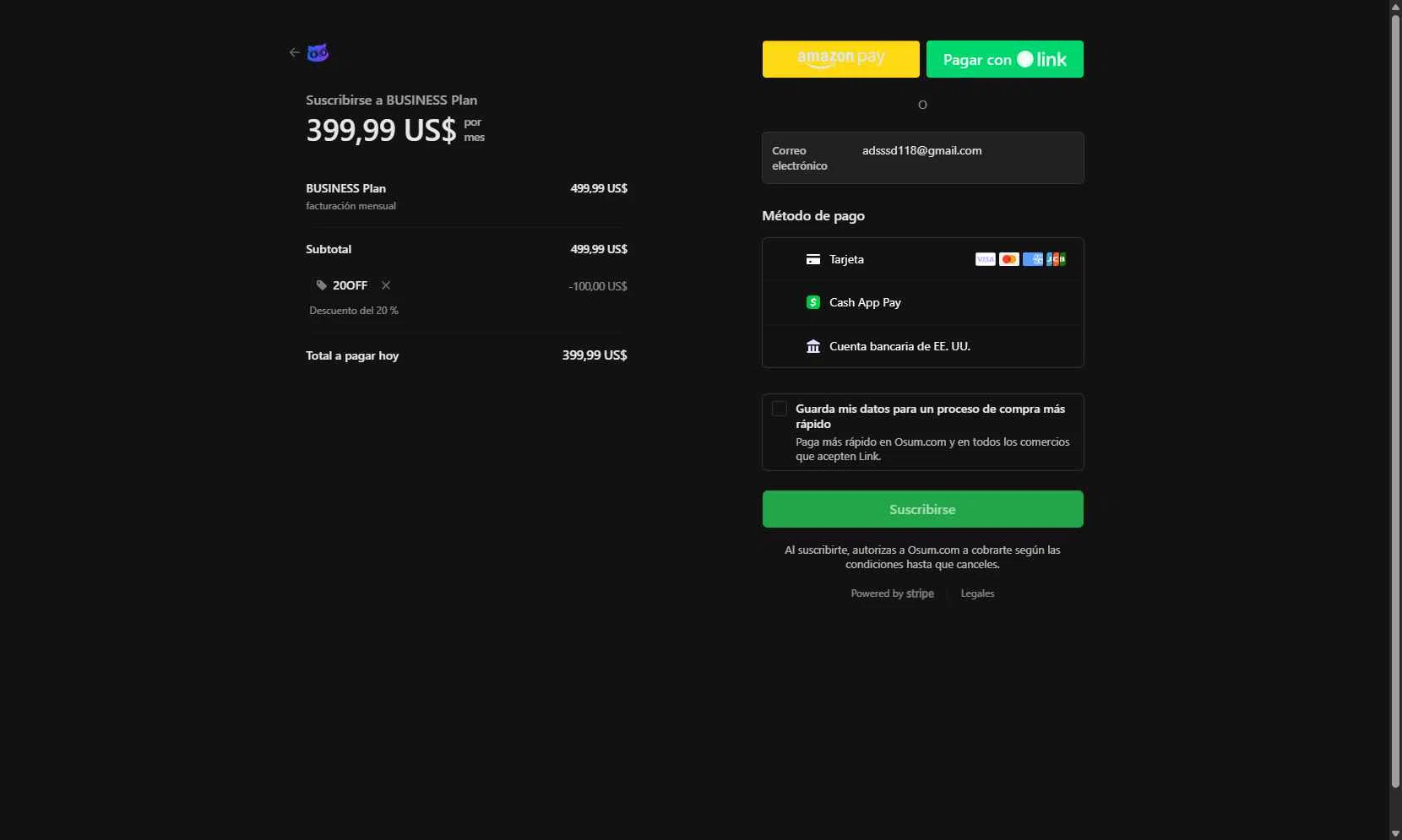 Osum.com checkout page showing Osum.com promo code box | Screenshot taken by SimplyCodes community member on Aug 17, 2025